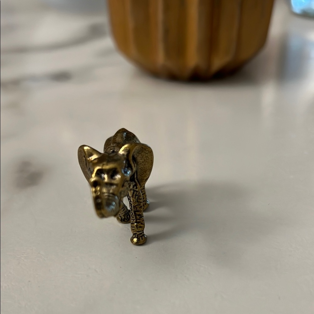 Miniature Gold Elephant Figurine